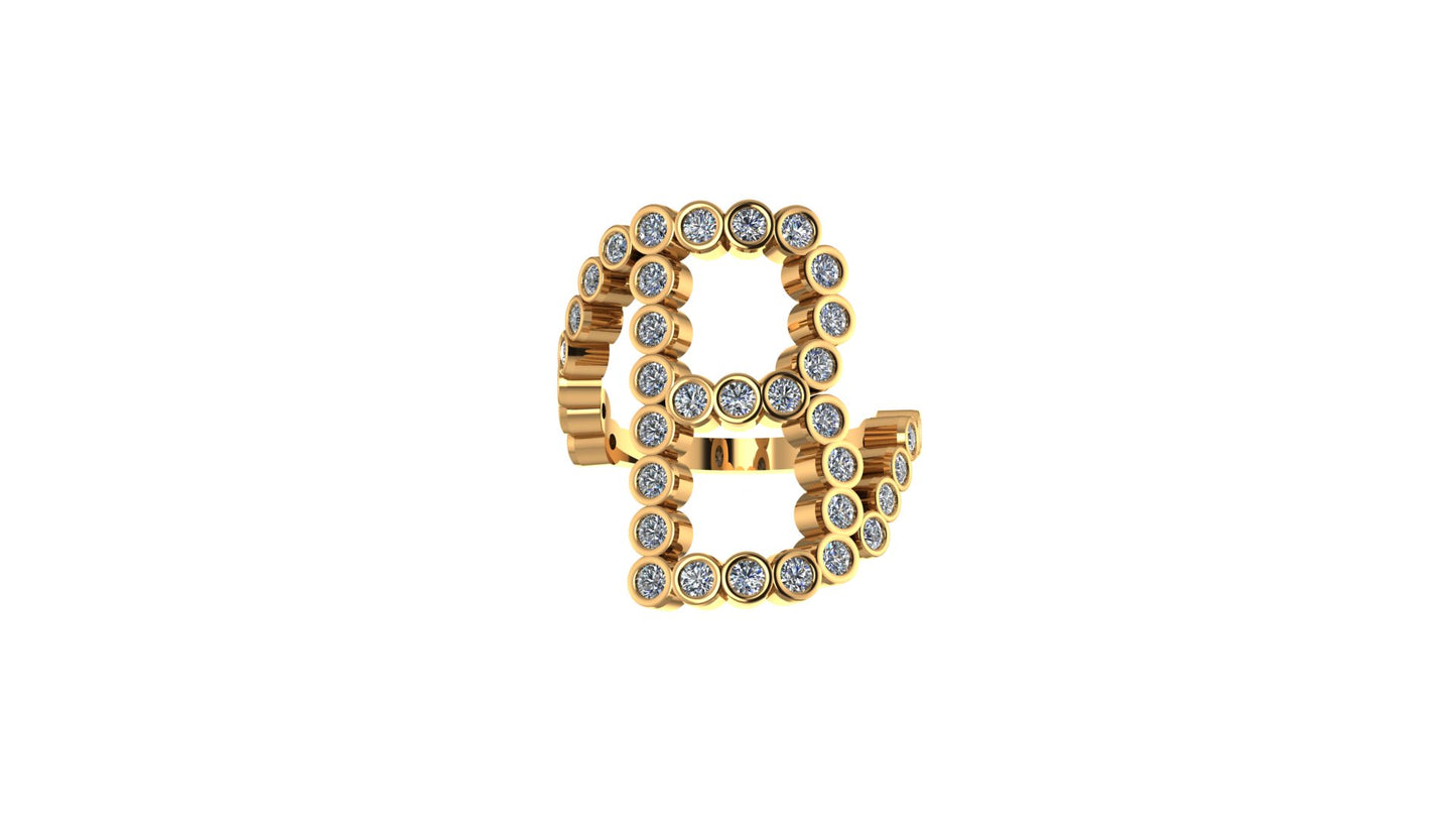 Lab Diamond Letter 'B' Ring