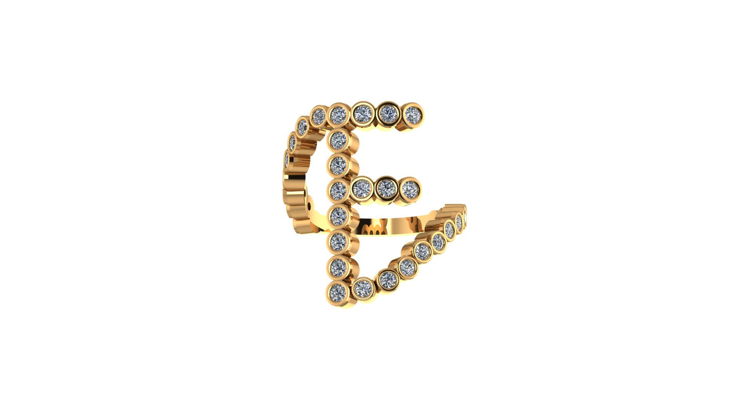 Lab Diamond Letter 'F' Ring