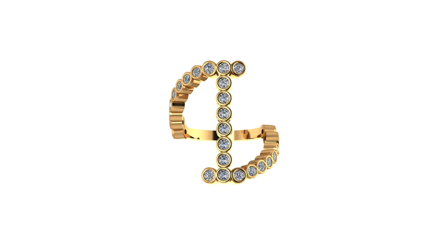 Lab Diamond Letter 'I' Ring