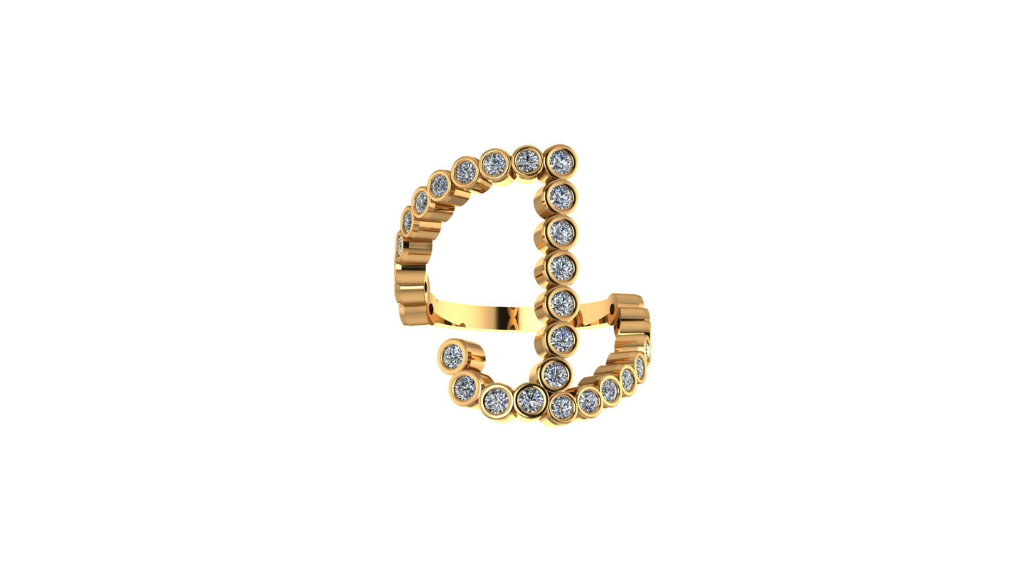 Lab Diamond Letter 'J' Ring
