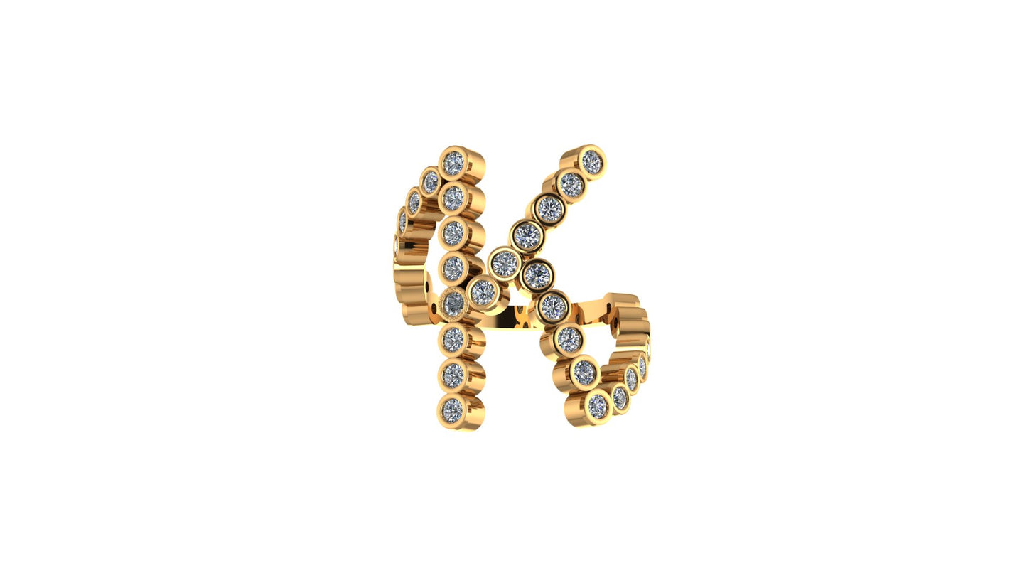 Lab Diamond Letter 'K' Ring