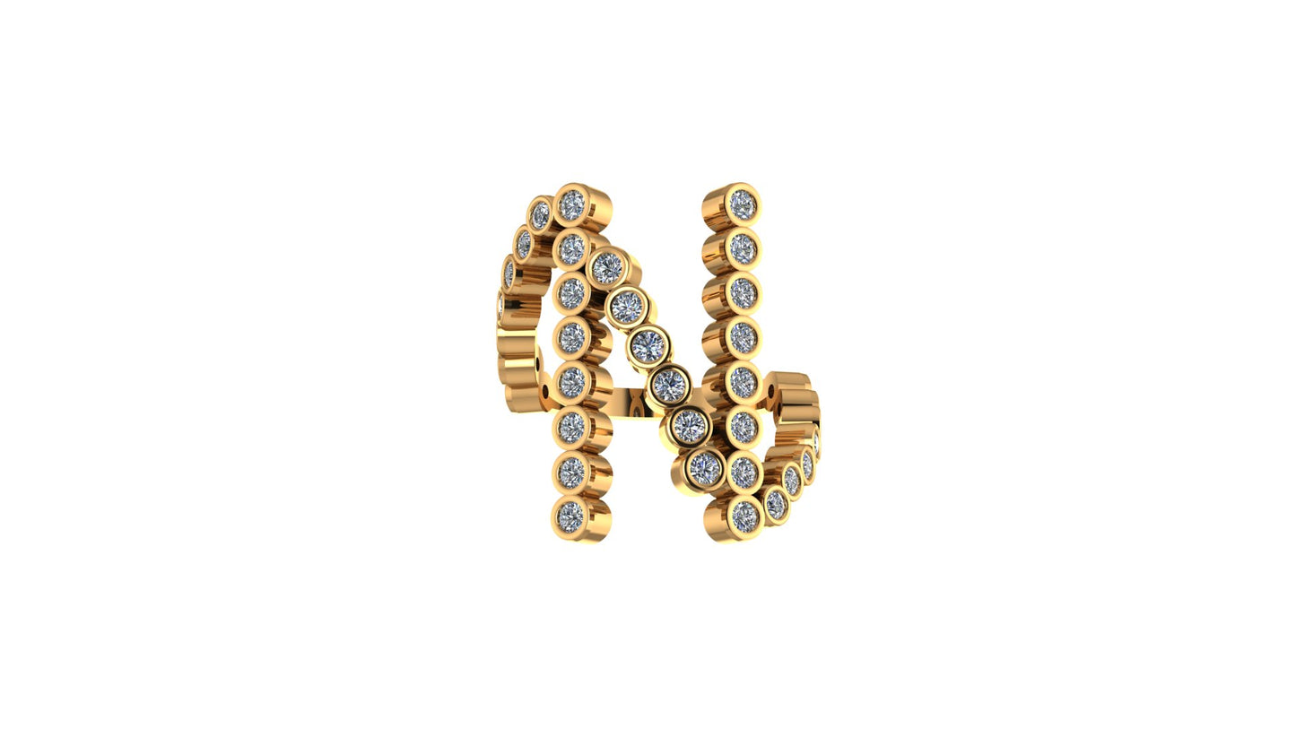 Lab Diamond Letter 'N' Ring