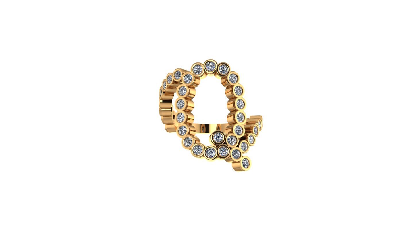 Lab Diamond Letter 'Q' Ring