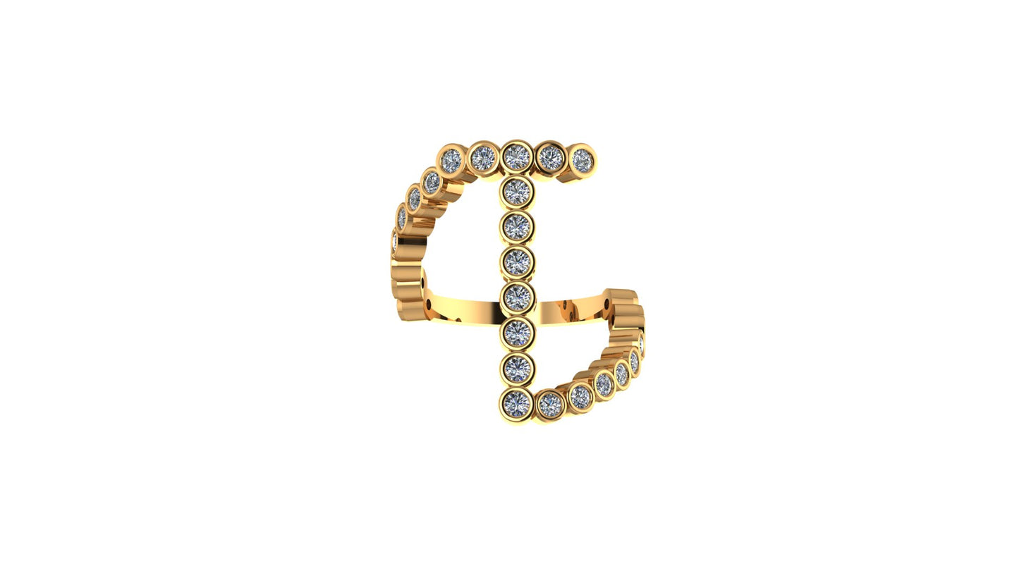 Lab Diamond Letter 'T' Ring
