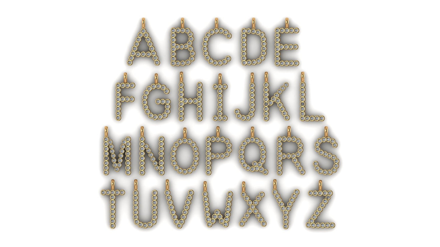 Solid 14k Lab Diamond Letter Pedant
