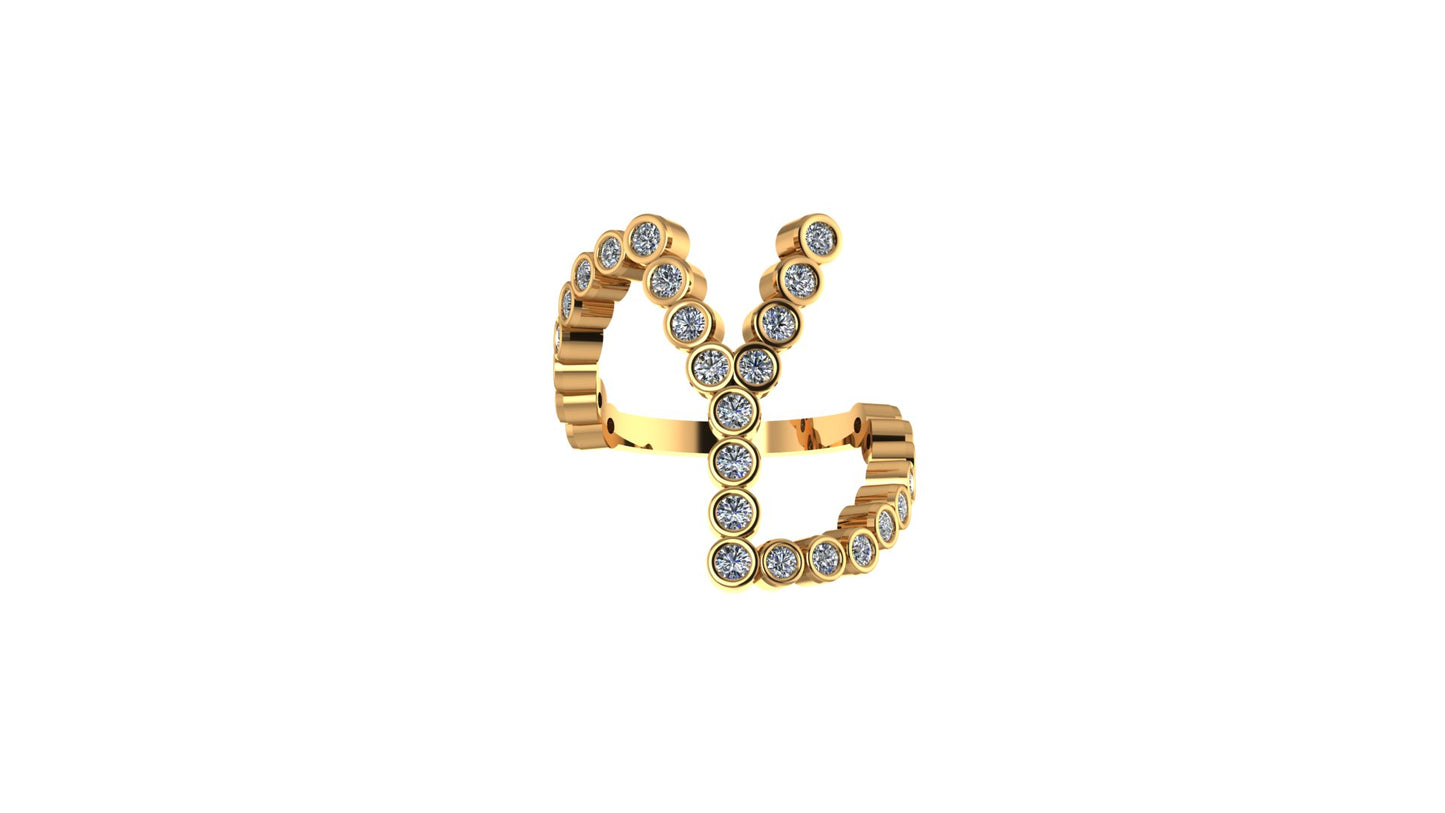 Lab Diamond Letter 'Y' Ring