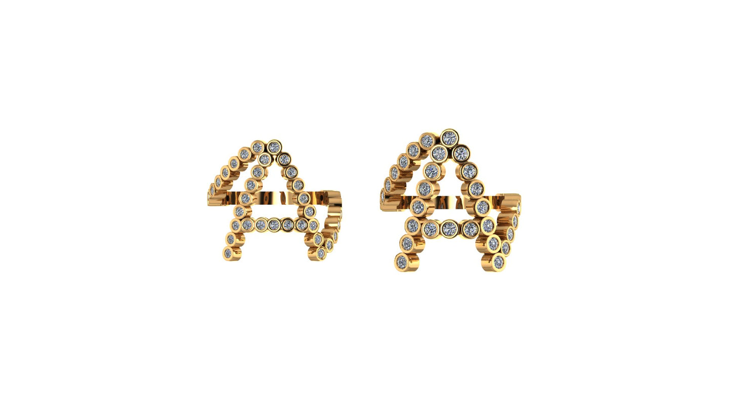 Lab Diamond Letter 'A' Ring