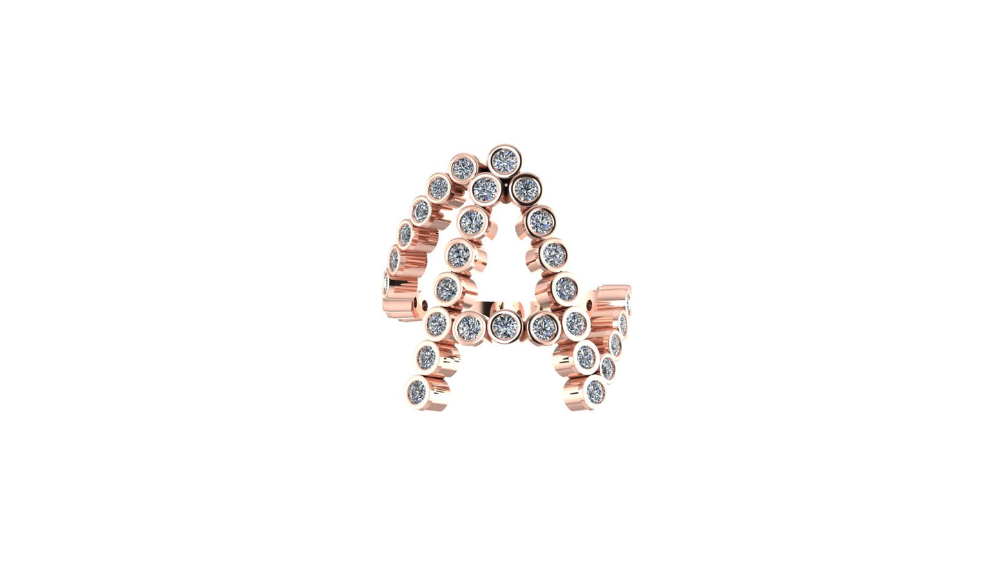 Lab Diamond Letter 'A' Ring