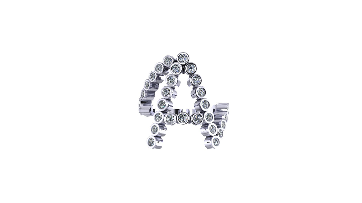 Lab Diamond Letter 'A' Ring