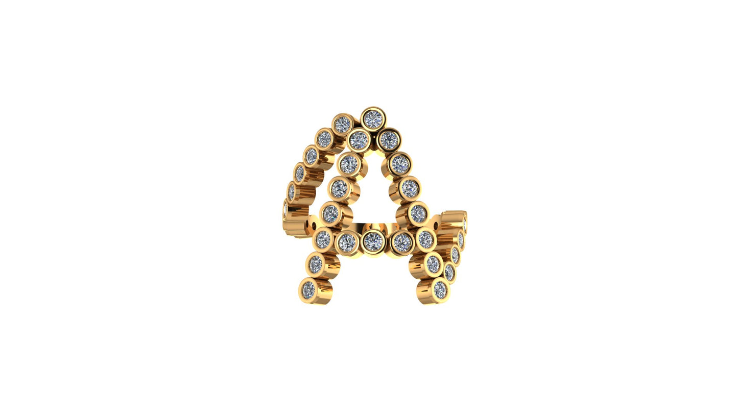 Lab Diamond Letter 'A' Ring
