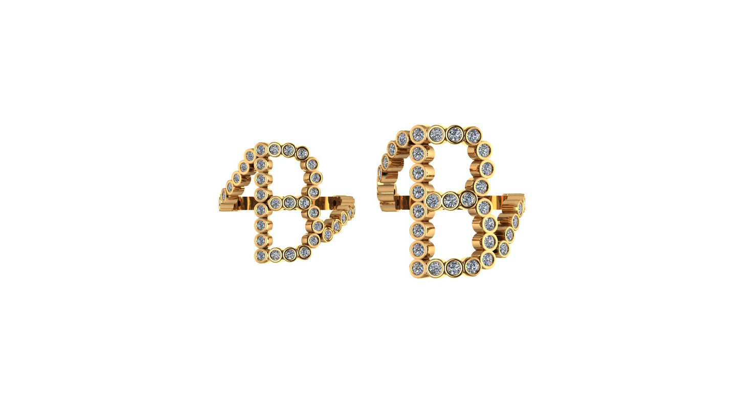 Lab Diamond Letter 'B' Ring