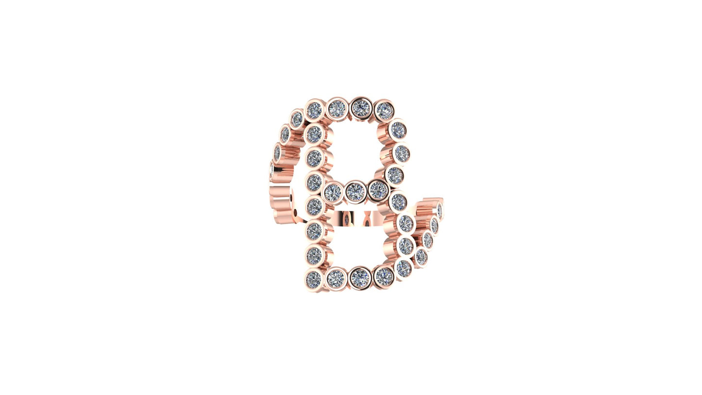 Lab Diamond Letter 'B' Ring