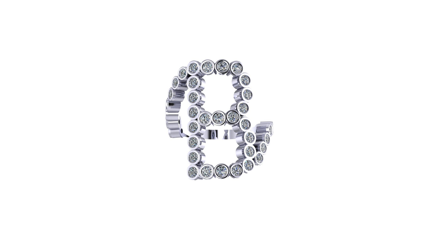 Lab Diamond Letter 'B' Ring