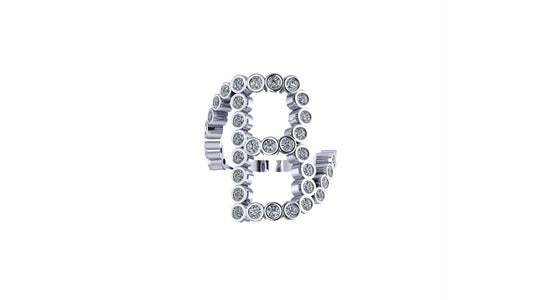 Solid 14k Lab Diamond Letter 'B' Ring