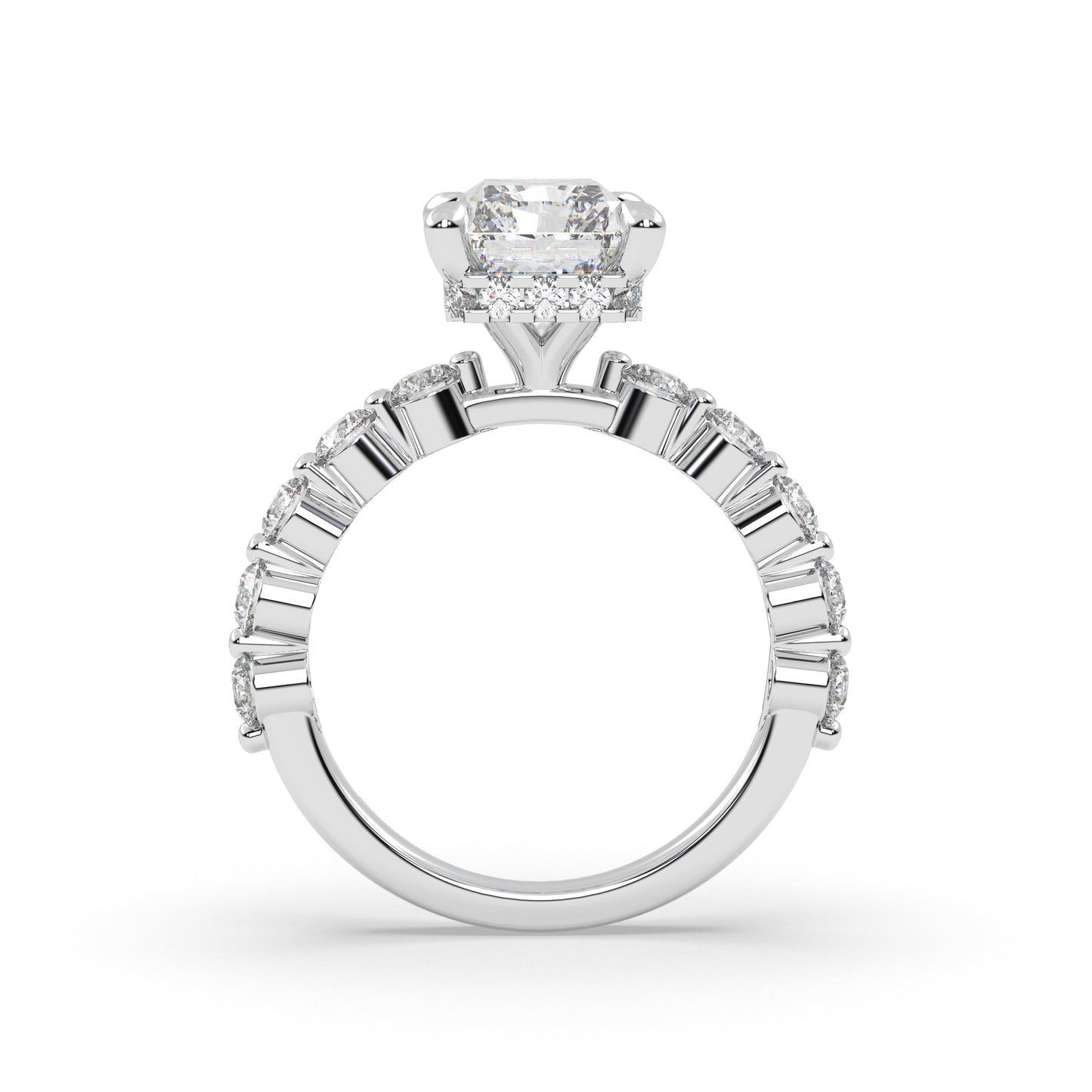 Diamond Band Single Prong With Hidden Halo