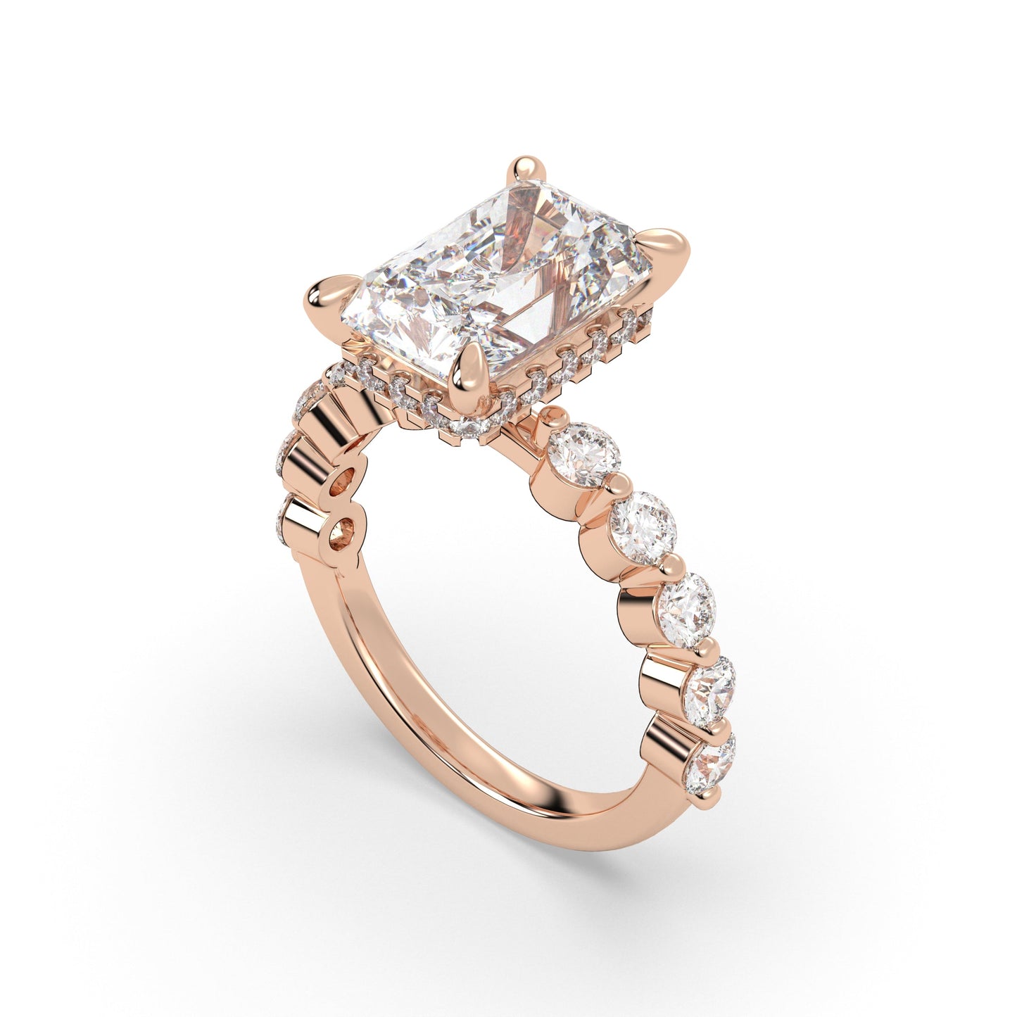 Diamond Band Single Prong With Hidden Halo