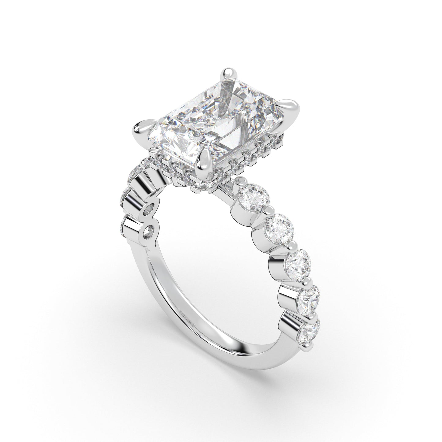 Diamond Band Single Prong With Hidden Halo
