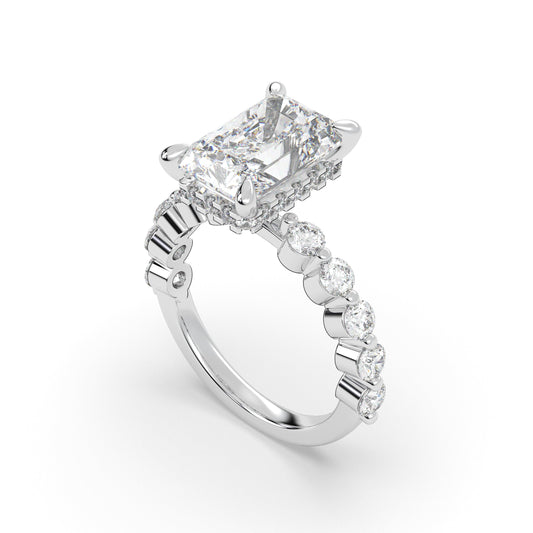 Diamond Band Single Prong With Hidden Halo