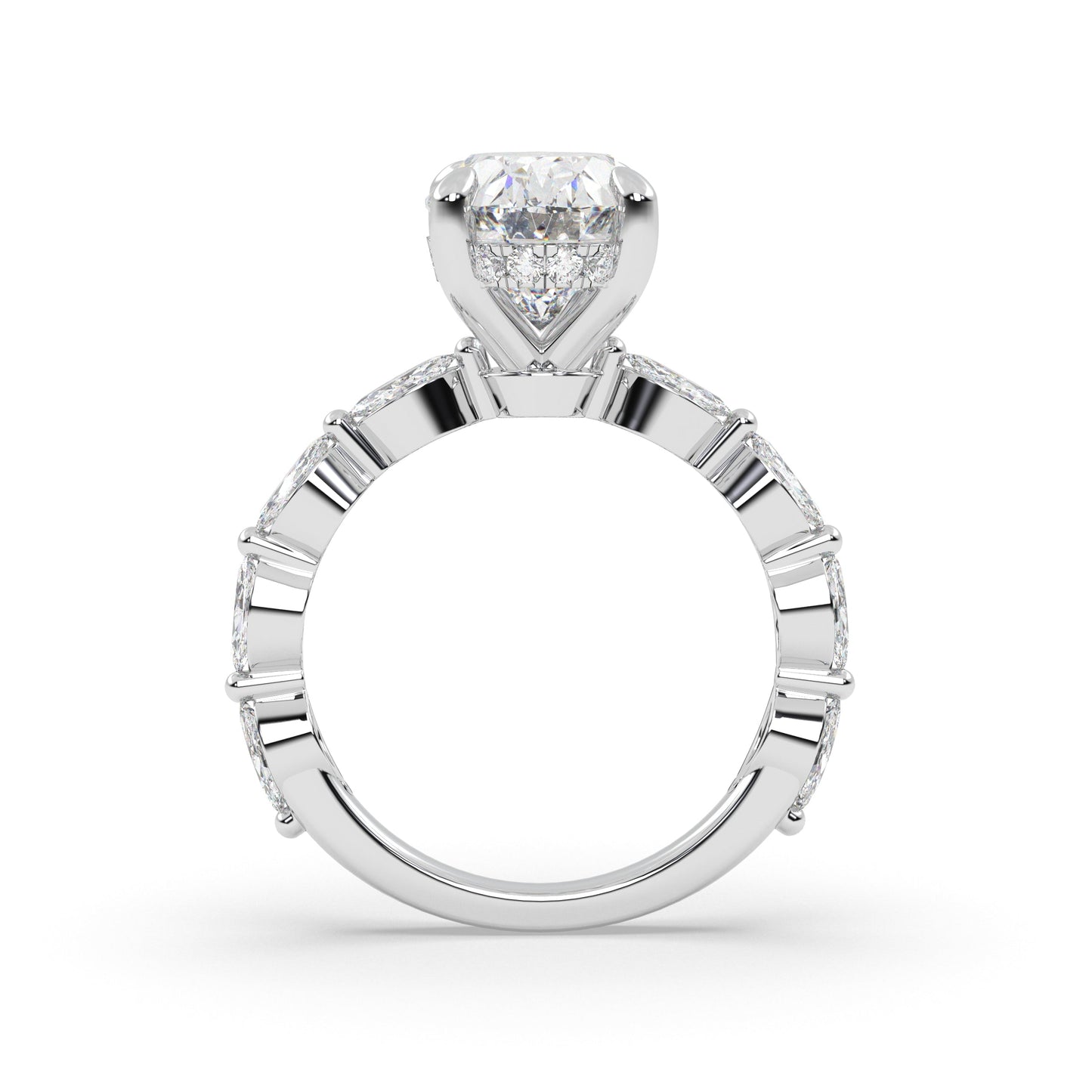 Marquise Band Single Prong With Hidden Halo