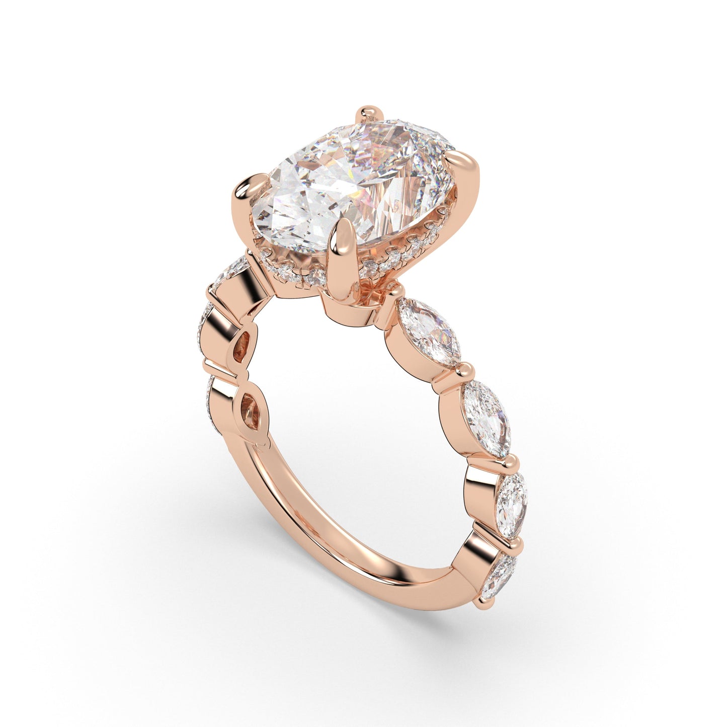 Marquise Band Single Prong With Hidden Halo