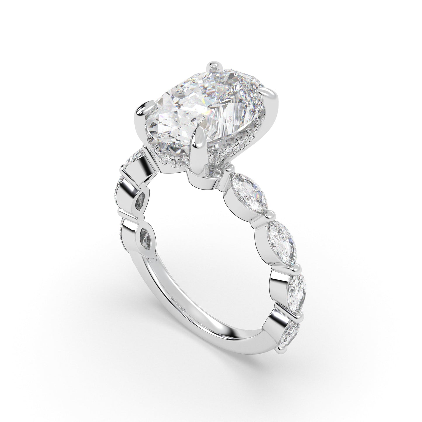 Marquise Band Single Prong With Hidden Halo