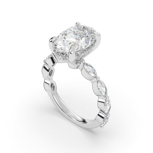Marquise Band Single Prong With Hidden Halo