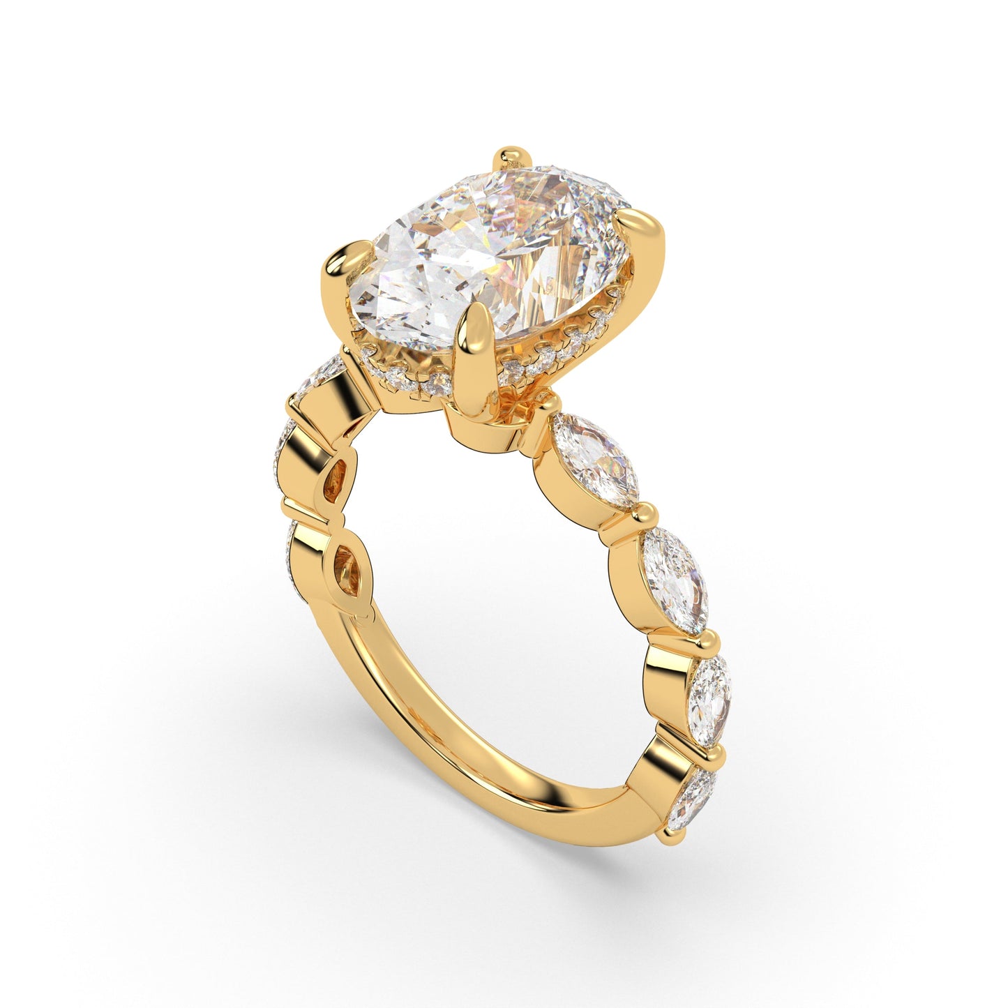 Marquise Band Single Prong With Hidden Halo