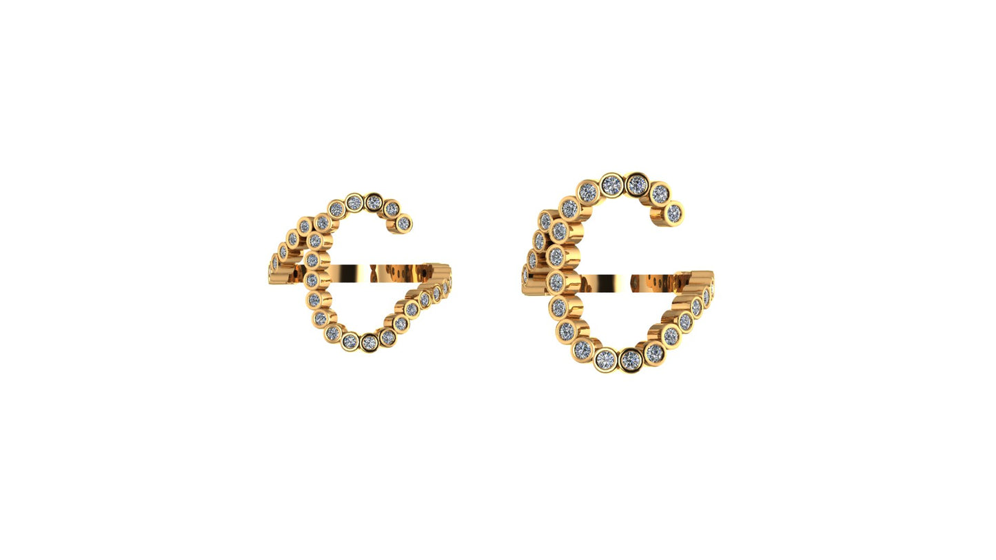 Lab Diamond Letter 'C' Ring