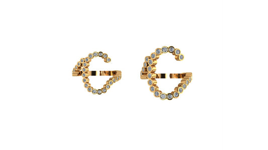 Lab Diamond Letter 'C' Ring