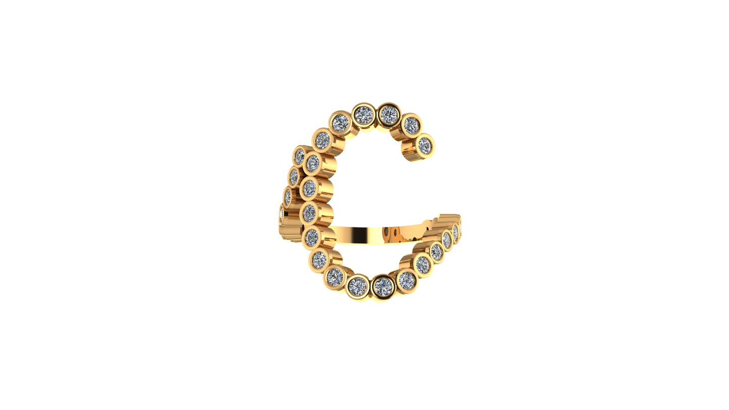 Lab Diamond Letter 'C' Ring
