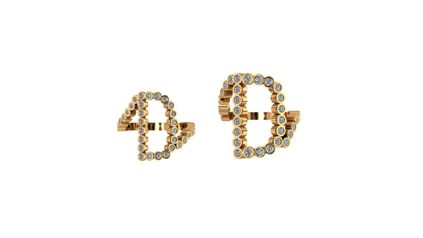 Lab Diamond Letter 'D' Ring