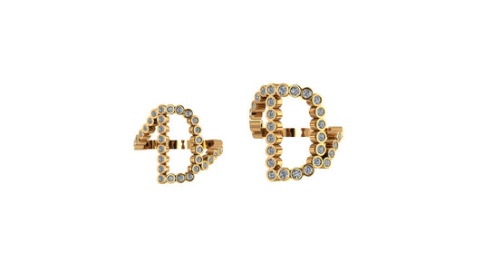 Lab Diamond Letter 'D' Ring