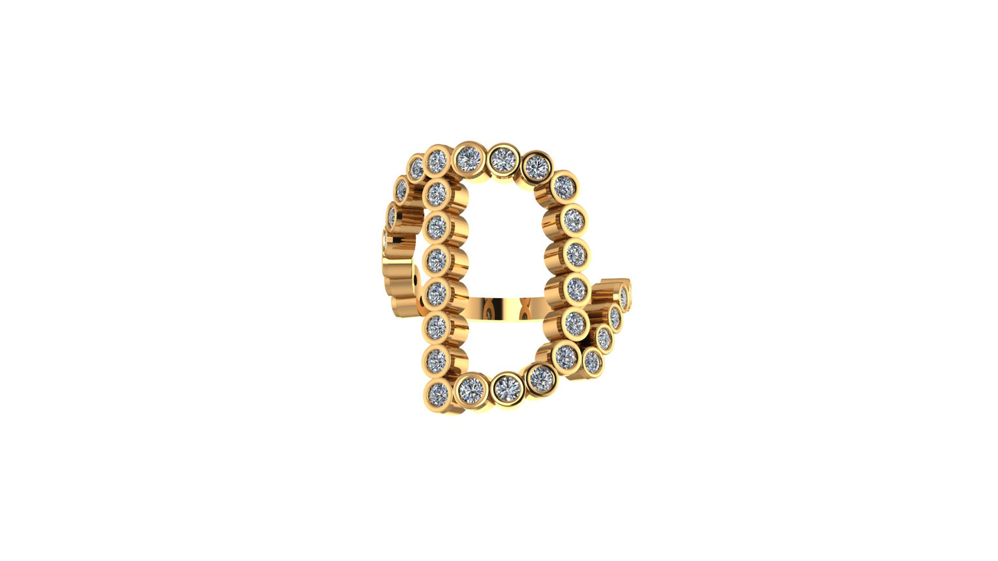 Lab Diamond Letter 'D' Ring