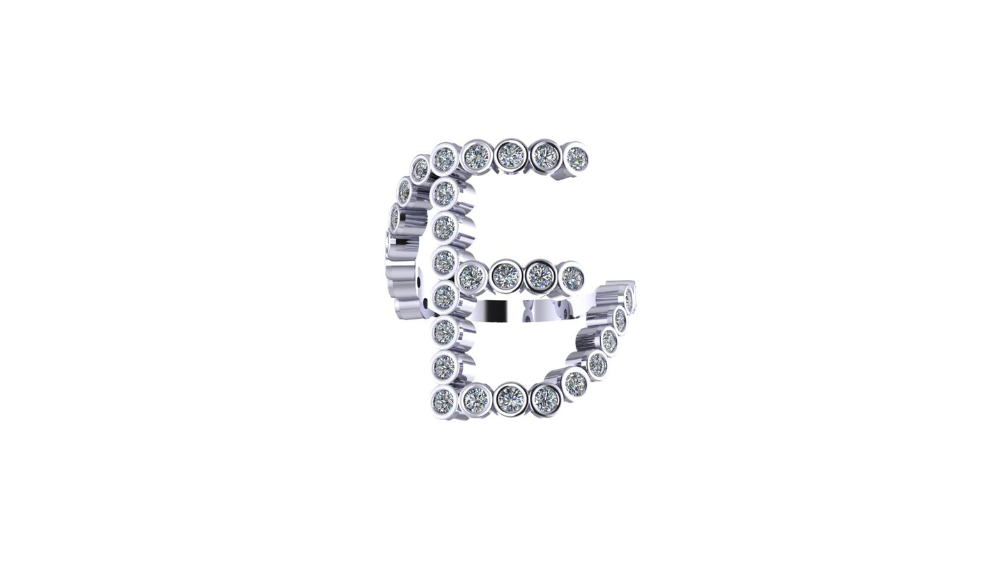 Solid 14k Lab Diamond Letter 'E' Ring