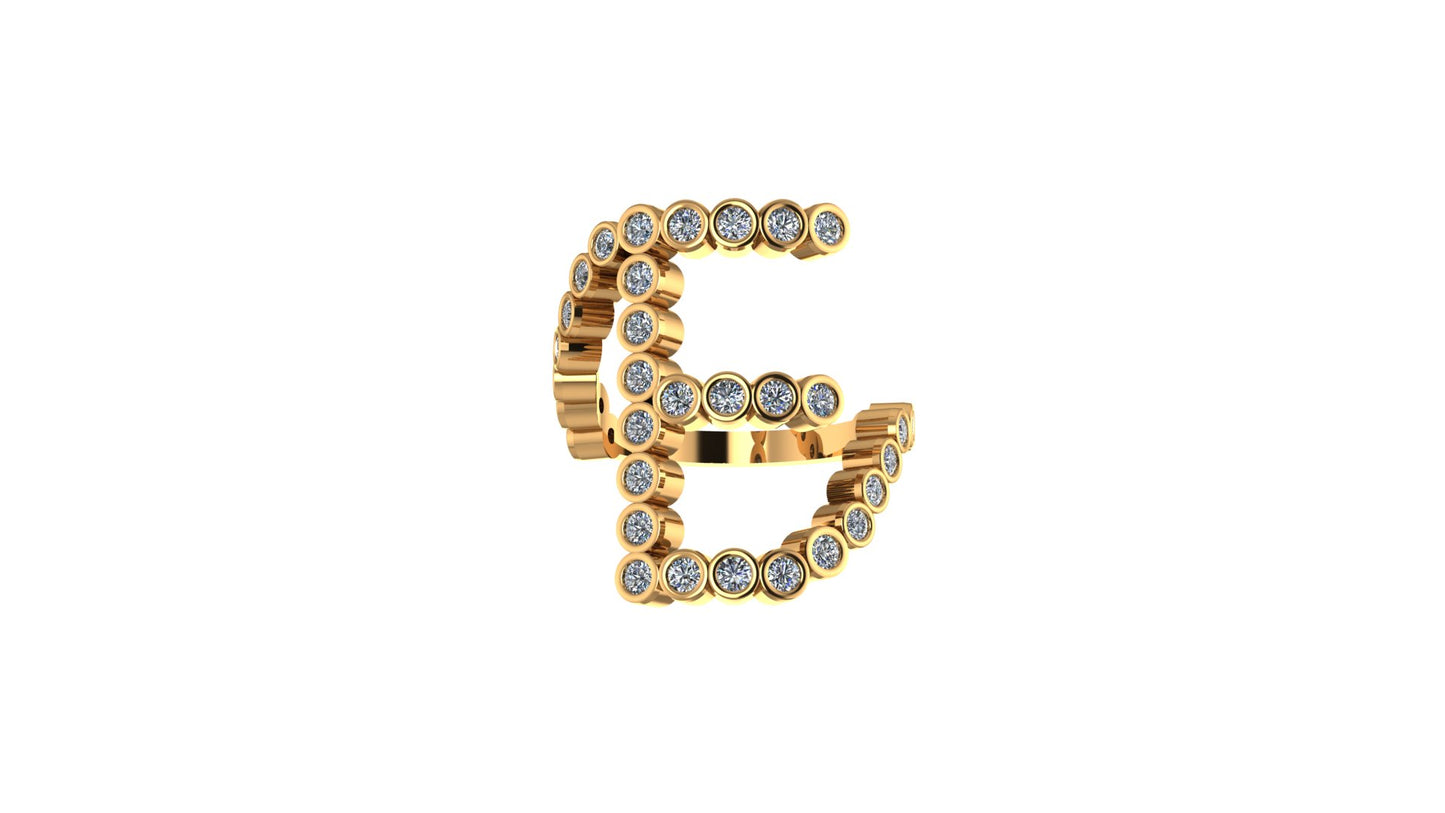 Solid 14k Lab Diamond Letter 'E' Ring