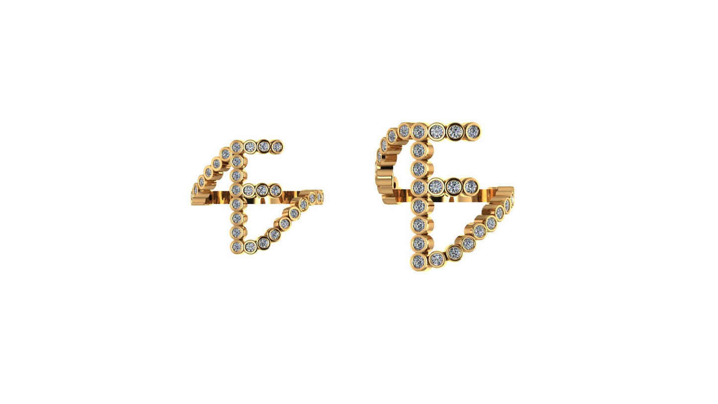 Lab Diamond Letter 'F' Ring
