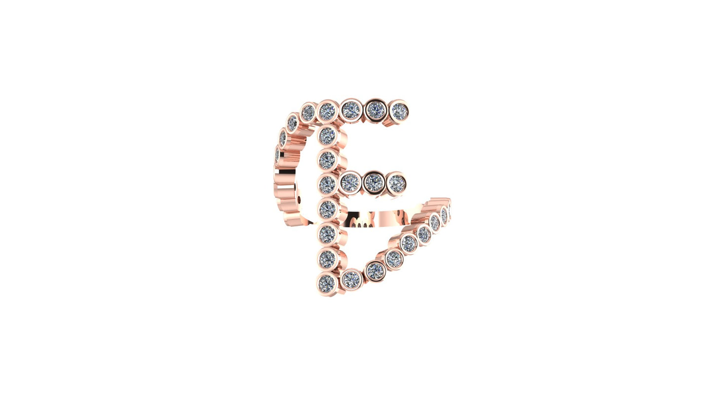Lab Diamond Letter 'F' Ring
