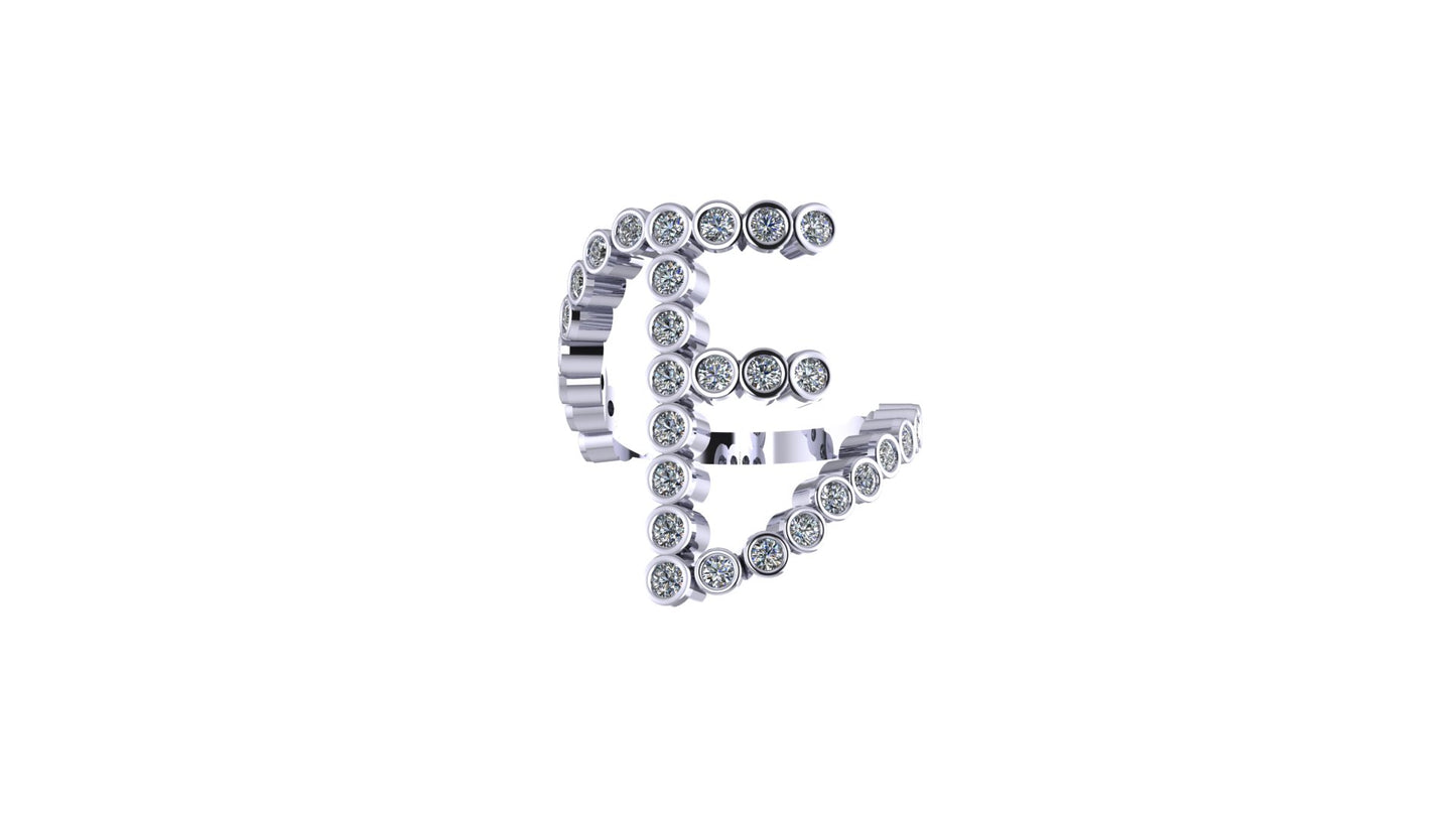 Lab Diamond Letter 'F' Ring