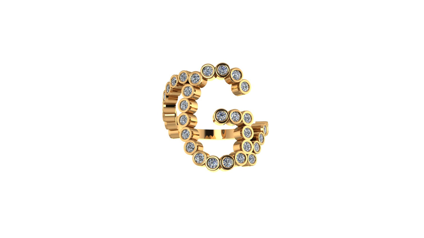 Lab Diamond Letter 'G' Ring