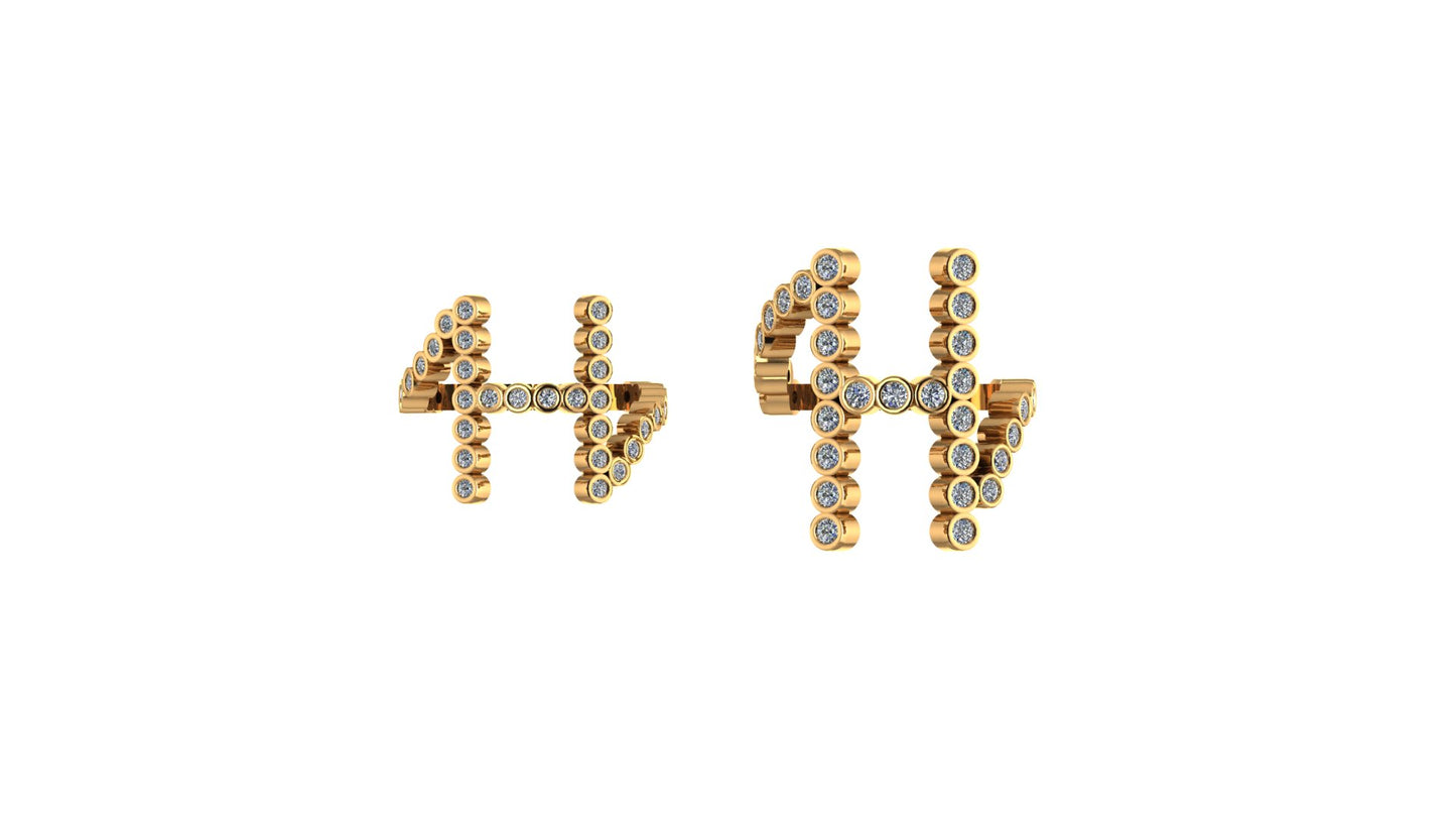 Lab Diamond Letter 'H' Ring