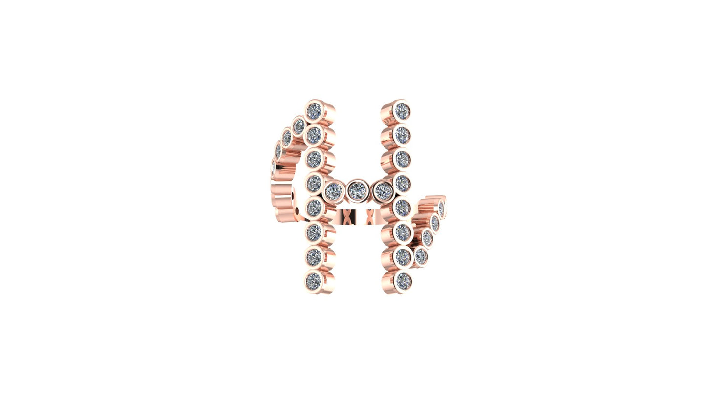 Lab Diamond Letter 'H' Ring