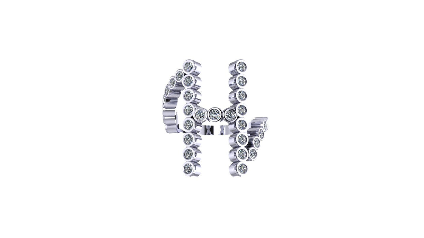 Lab Diamond Letter 'H' Ring