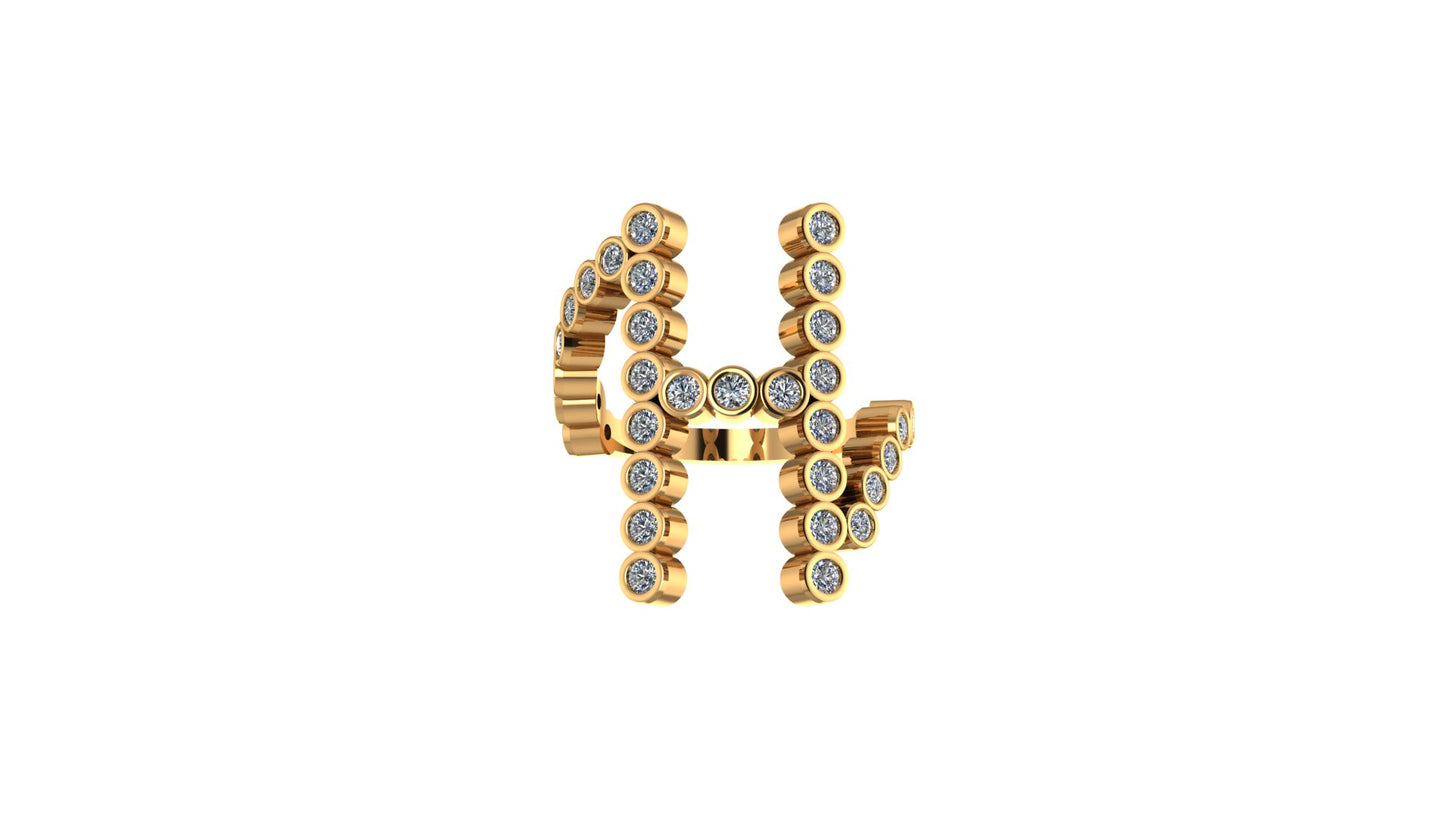 Lab Diamond Letter 'H' Ring