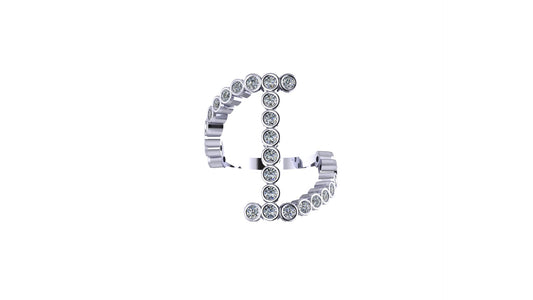 Solid 14k Lab Diamond Letter 'I' Ring