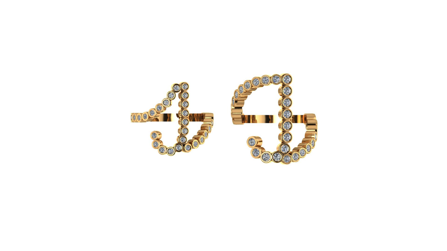 Lab Diamond Letter 'J' Ring