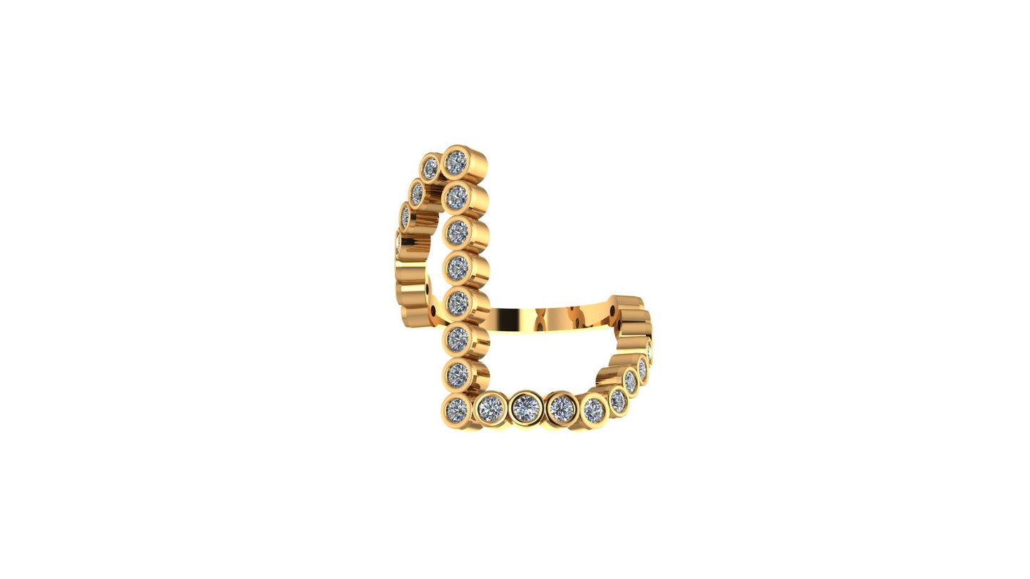 Solid 14k Lab Diamond Letter 'L' Ring