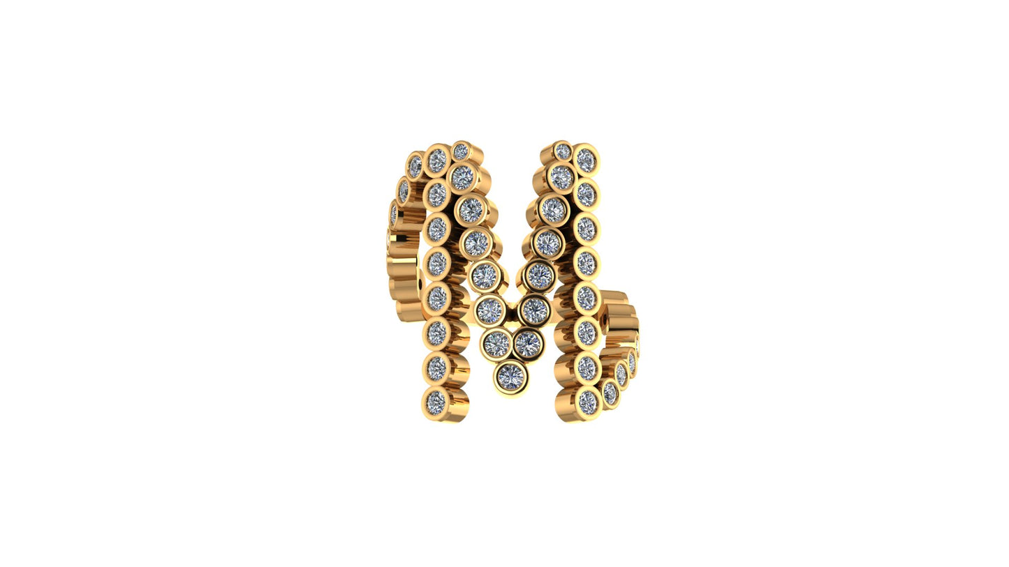 Lab Diamond Letter 'M' Ring
