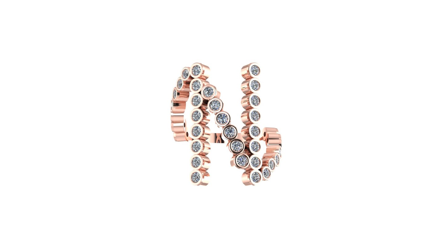 Lab Diamond Letter 'N' Ring