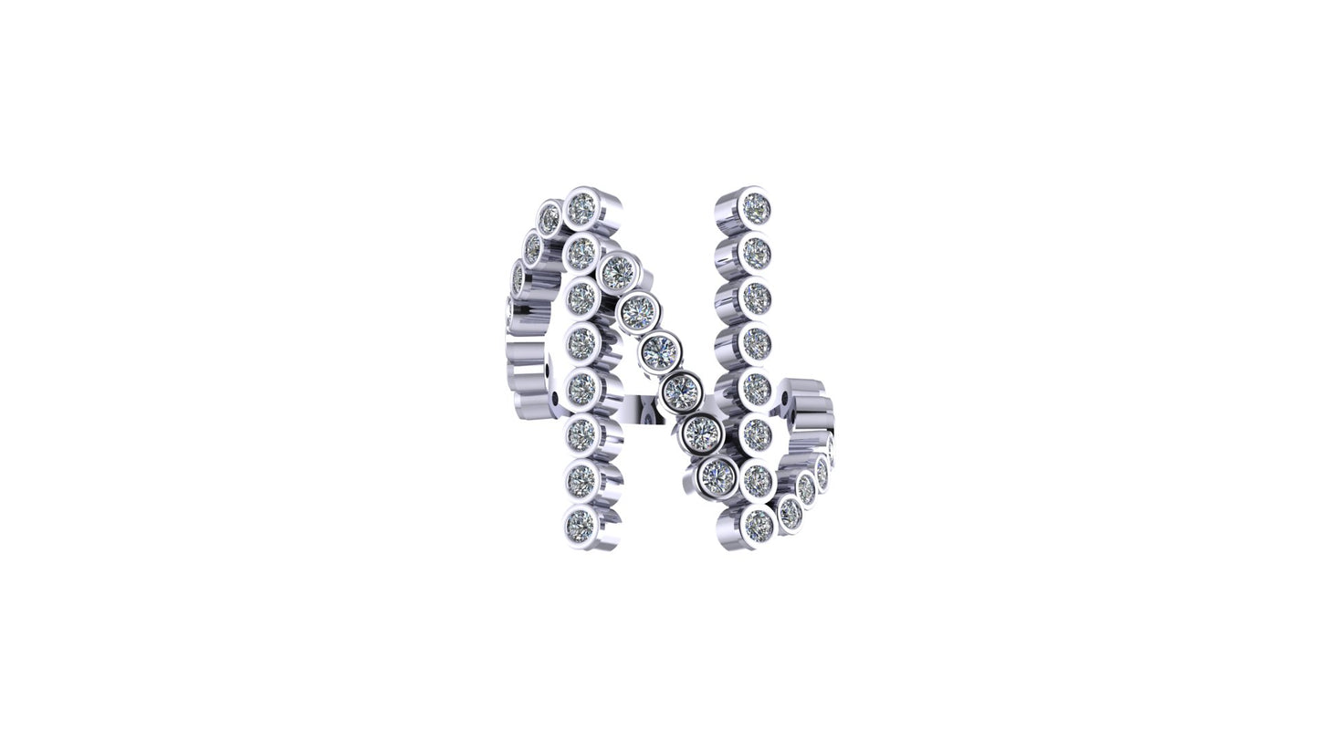 Lab Diamond Letter 'N' Ring
