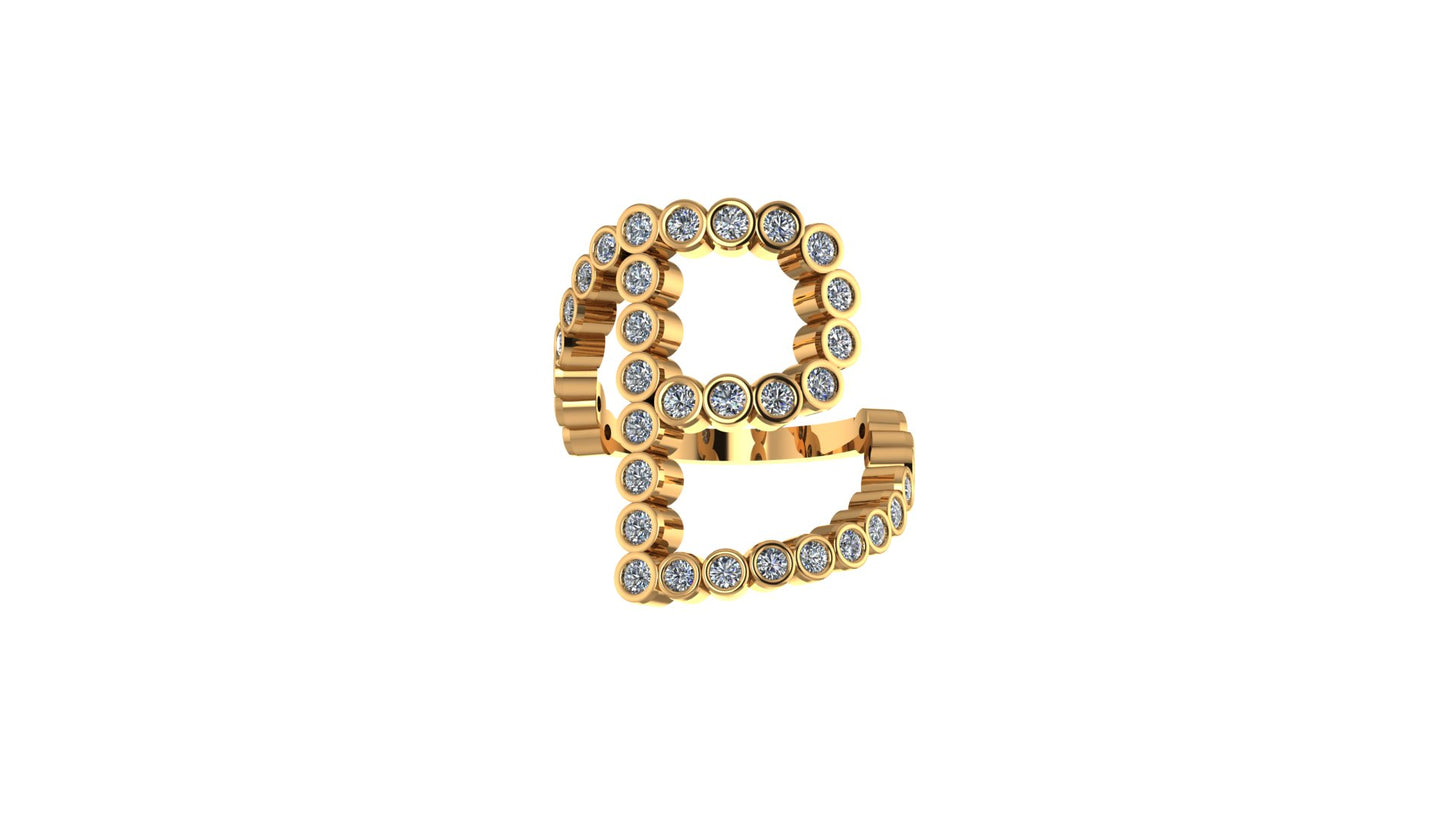 Lab Diamond Letter 'P' Ring